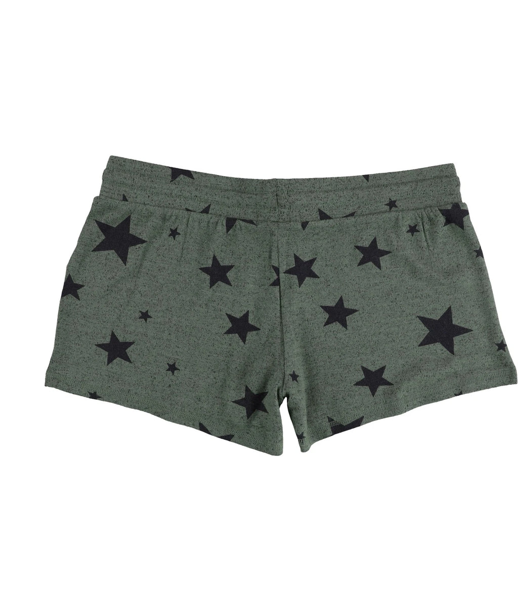 P.J. Salvage Womens Black Stars Pajama Shorts, Green, Small