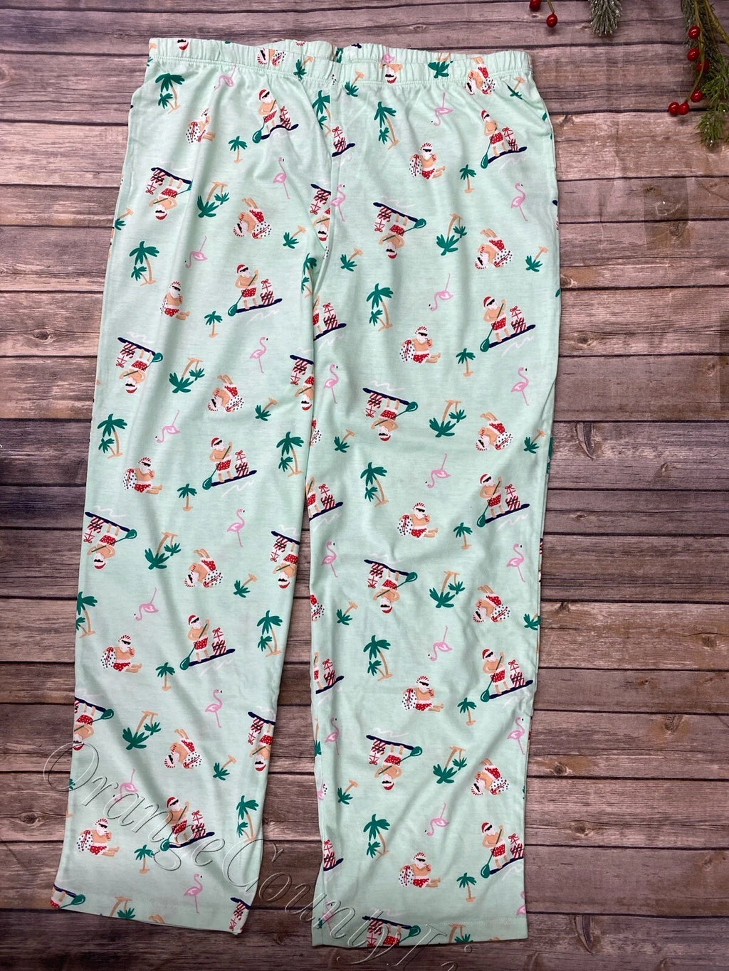 Women's Matching Tropical Santa Pajamas set Christmas sleepwear pj's Size 2XL