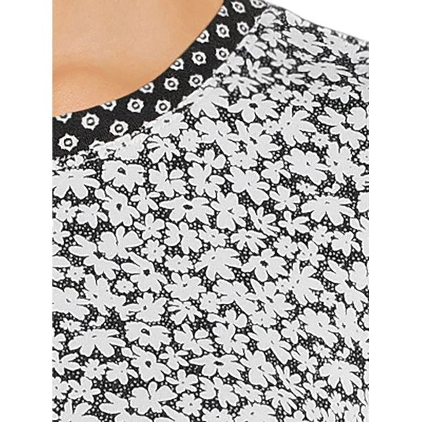 -SECRET TREASURES DITSY FLORAL BLACK  WHITE FLORAL BOXER SHORTS PAJAMA SET 2X
