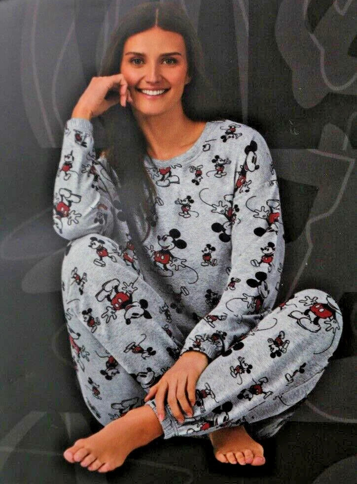 Disney Character Womens Fleece Soft Cozy Jogger 2-Piece Lounge Gray S M L Mickey