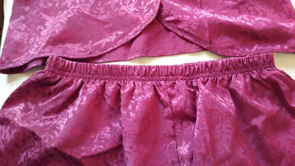 Magenta 2 Piece Pajama's Size Large Alexandra Nicole Satin Flirty & Fun