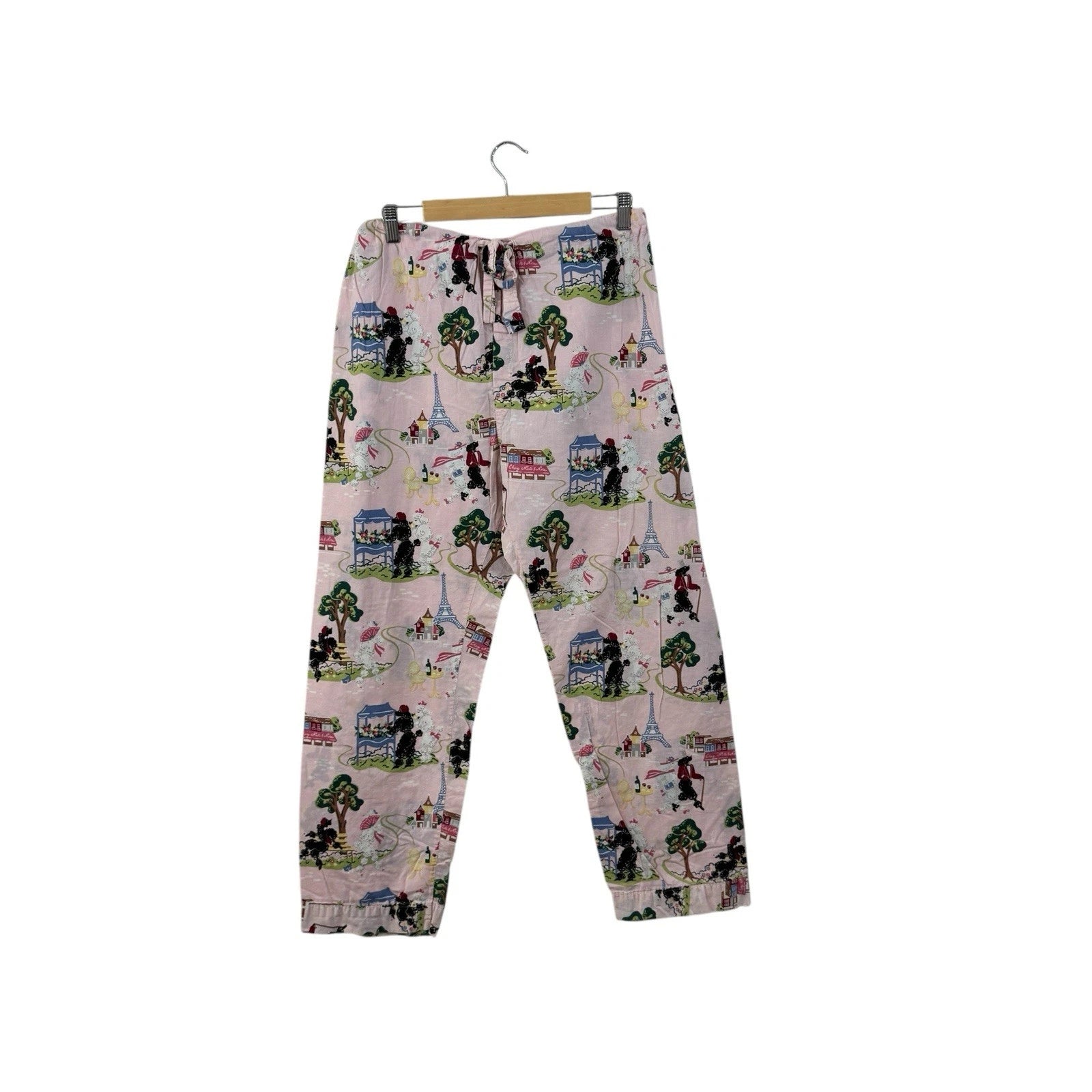Nick & Nora Medium Pajama Set Poodles In Paris Cotton Top Pants Womens READ