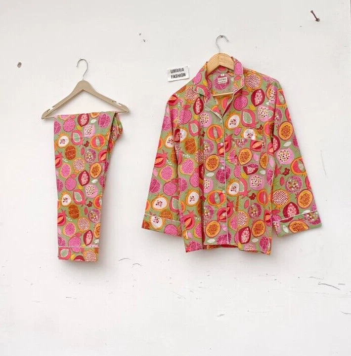 NEW 100% Organic Cotton Long PJ SET Long Sleeve Women Pajama Set  Size S/M/L/XL