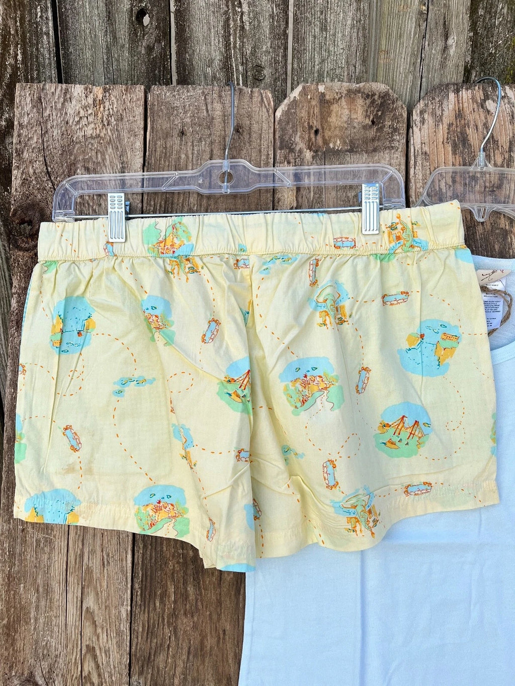 Munki Munki Road Trip Bamboo Cotton Shirt & Poplin Shorts Pajama Set Size Large