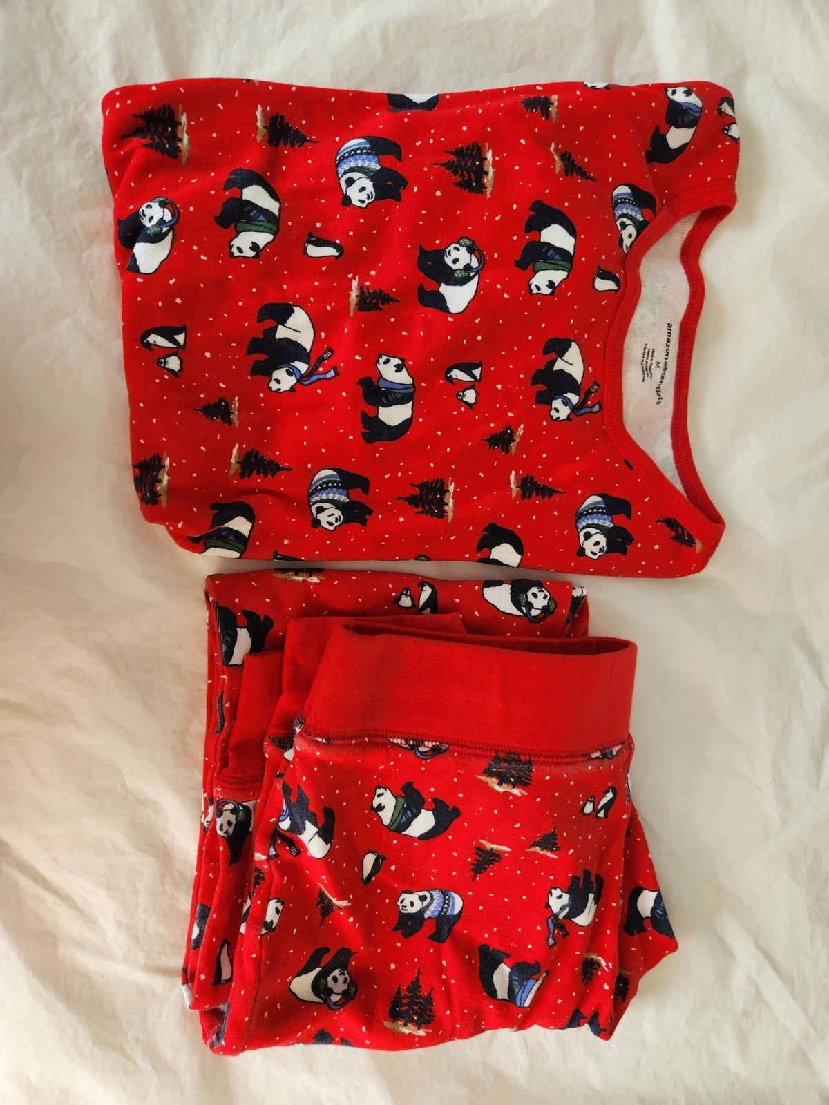 Red Panda Bear 100% Cotton 2pc PJ Winter Cozy Women's Medium Long Sleeve Stretch