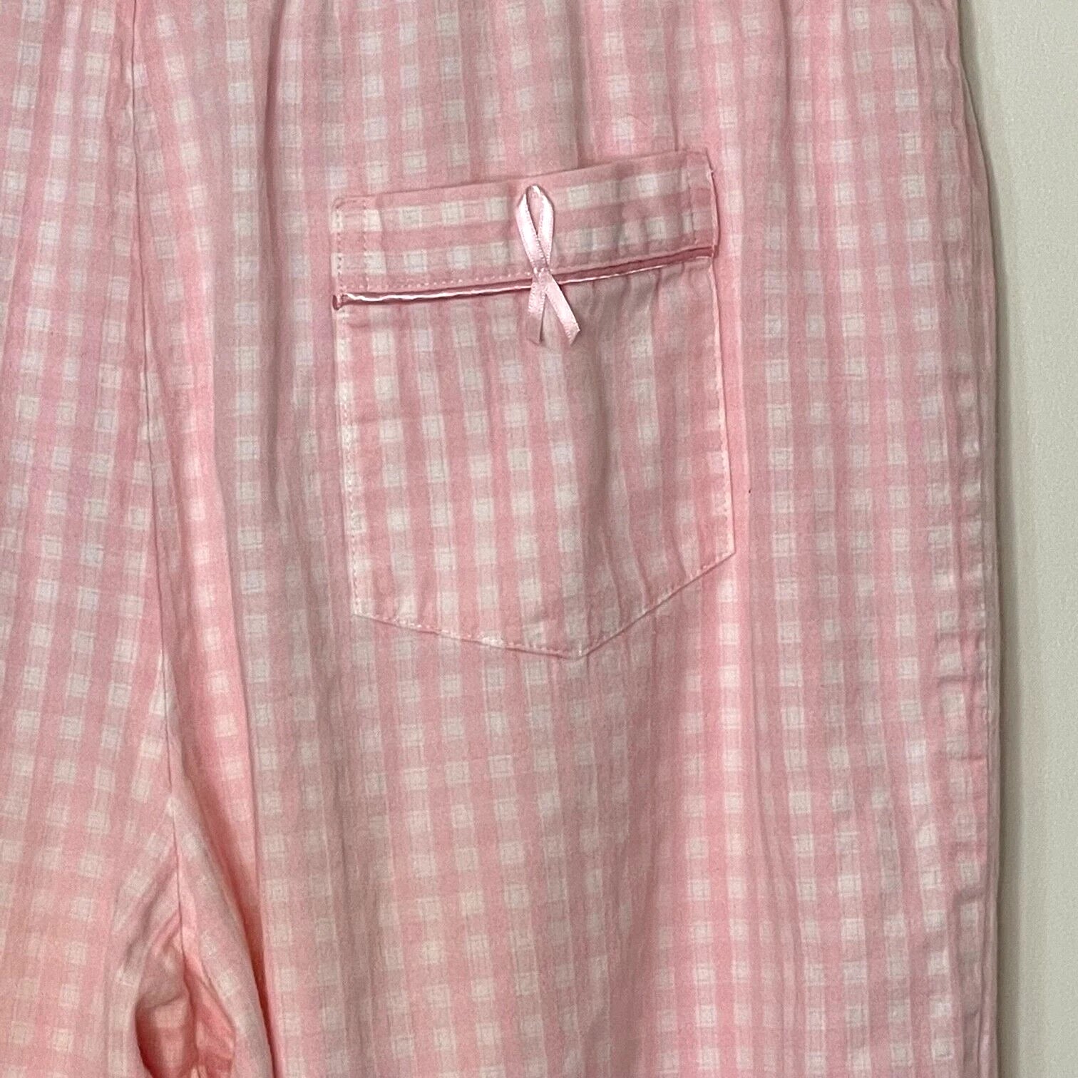 NAUTICA Sleepwear women's Medium pajama set pink gingham breast cancer awareness
