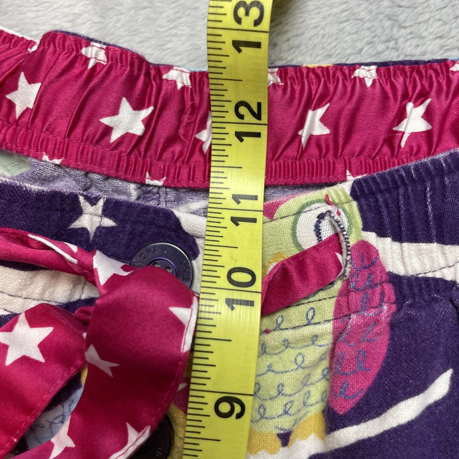 Nick & Nora Owl Pajama Set Womens XL Purple Flannel Top Bottoms Starry Night