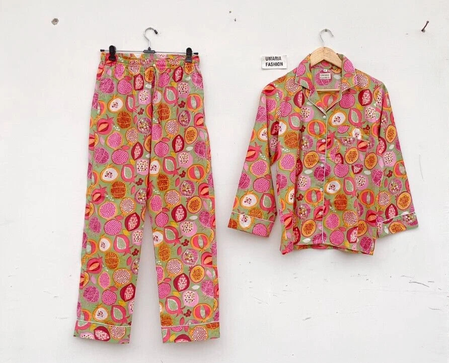 NEW 100% Organic Cotton Long PJ SET Long Sleeve Women Pajama Set  Size S/M/L/XL