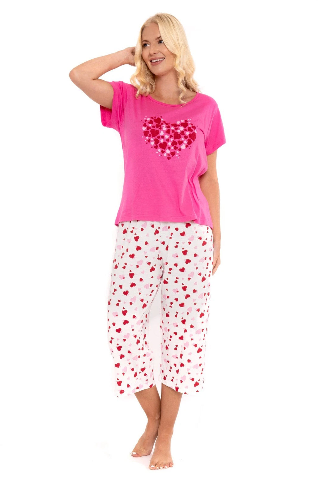 Suzy & Me Ladies 100% Cotton Jersey Crop Leg Pyjama