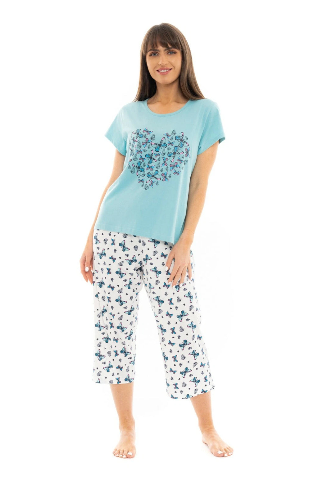 Suzy & Me Ladies 100% Cotton Jersey Crop Leg Pyjama