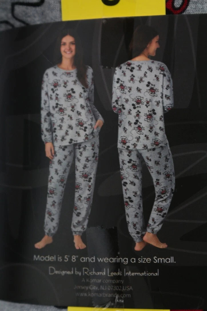 Disney Character Womens Fleece Soft Cozy Jogger 2-Piece Lounge Gray S M L Mickey