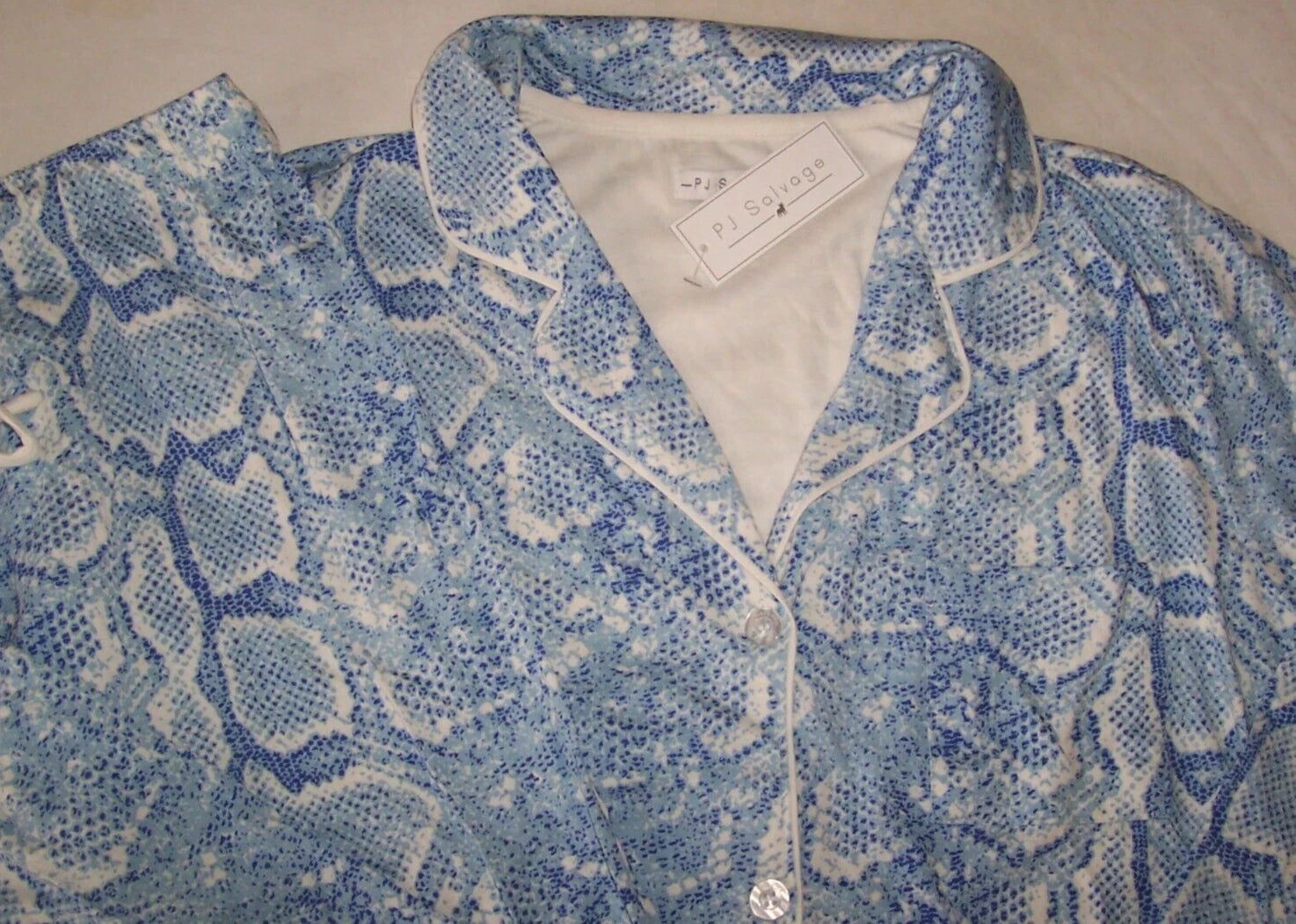 NWT PJ Salvage Ice Blue/Ivory EXOTIC SNAKESKIN Jersey Knit Pajama/Lounge Set M