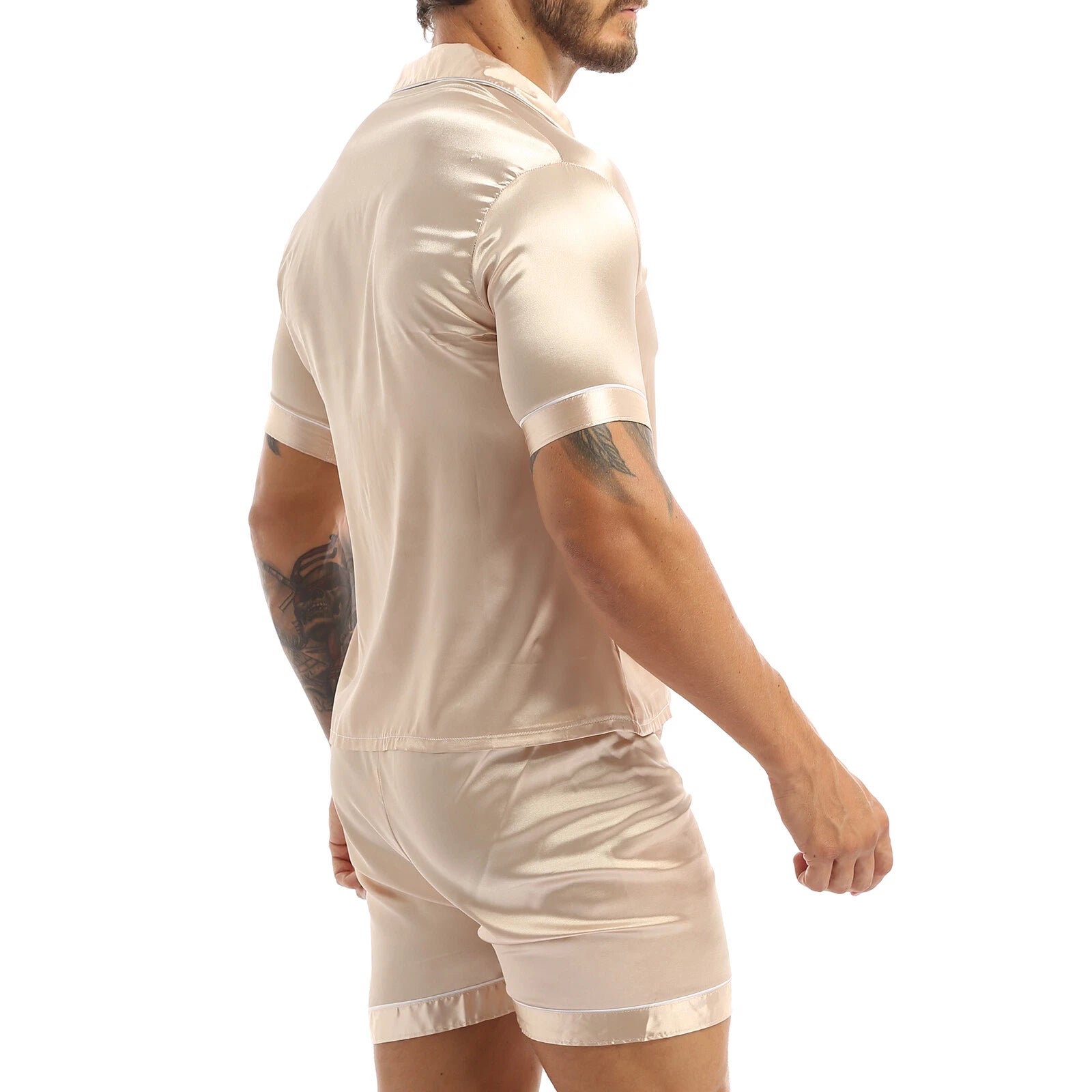 Mens Satin Nightwear Two Piece Pyjamas Pajamas Set Loungewear L-3XL-