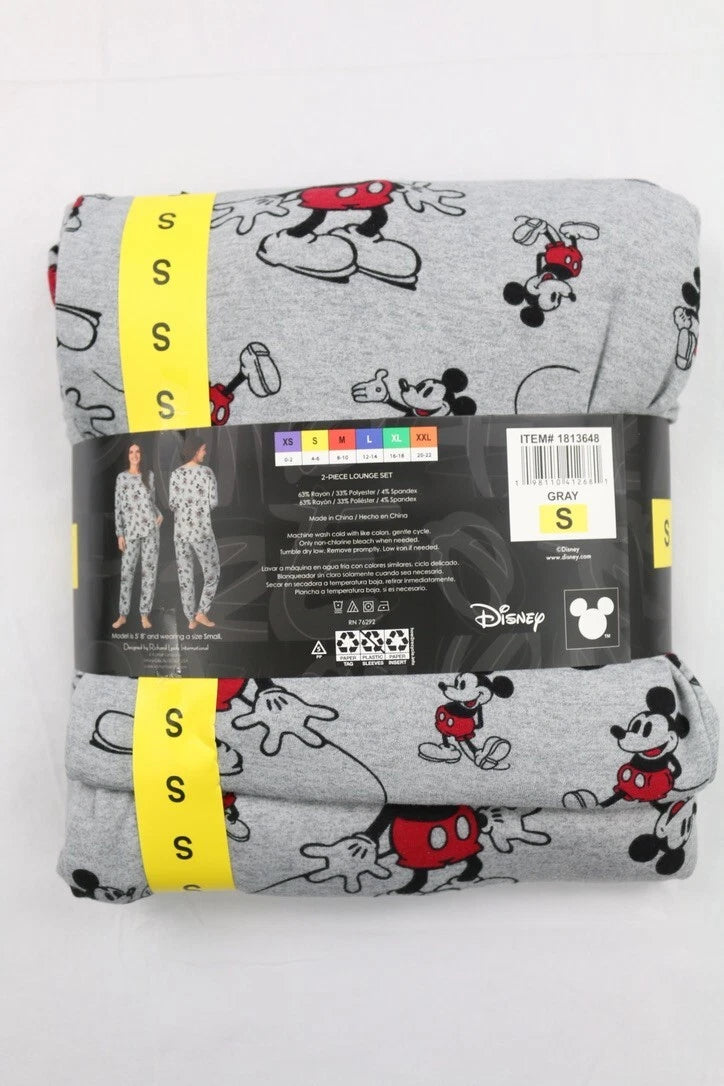 Disney Character Womens Fleece Soft Cozy Jogger 2-Piece Lounge Gray S M L Mickey