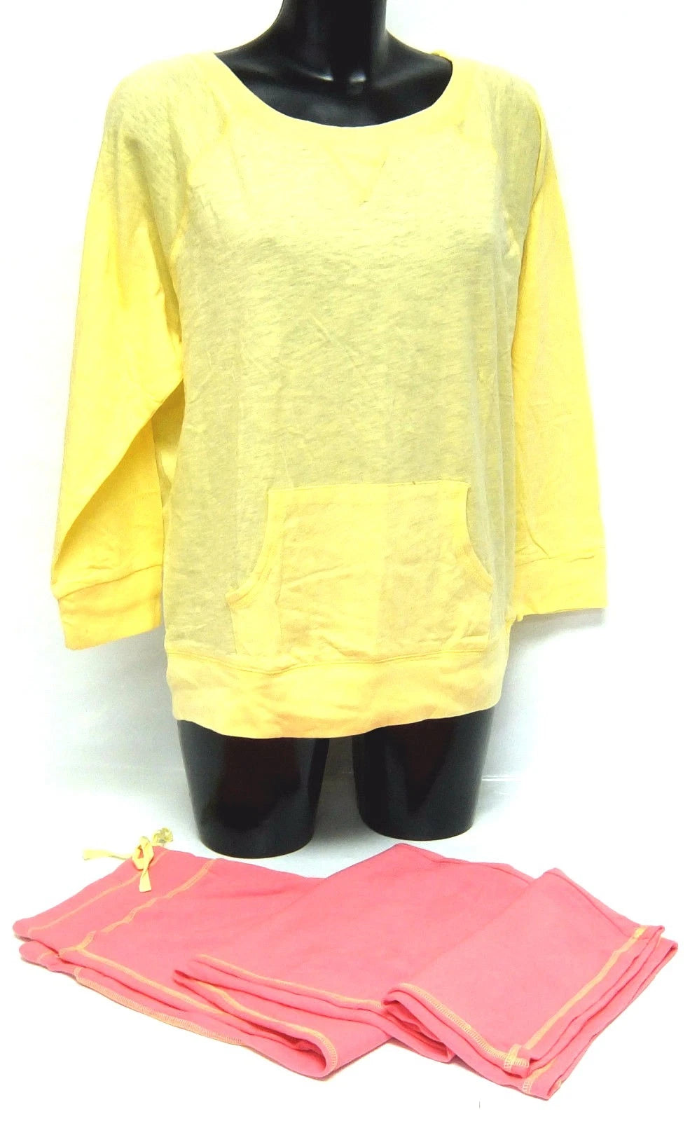Ladies LOUNGER Pyjama Set YELLOW Long Sleeve Top PINK Bottom BODY BLEU Jersey PJ