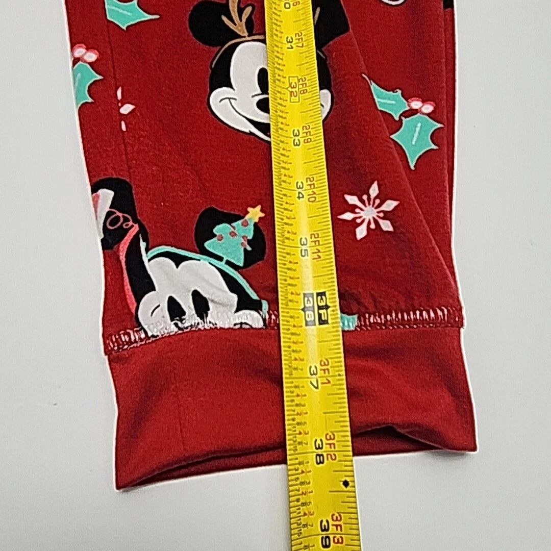 Disney Mickey Mouse Pajama Set Size XL Christmas Holiday Red Shirt Jogger Pant