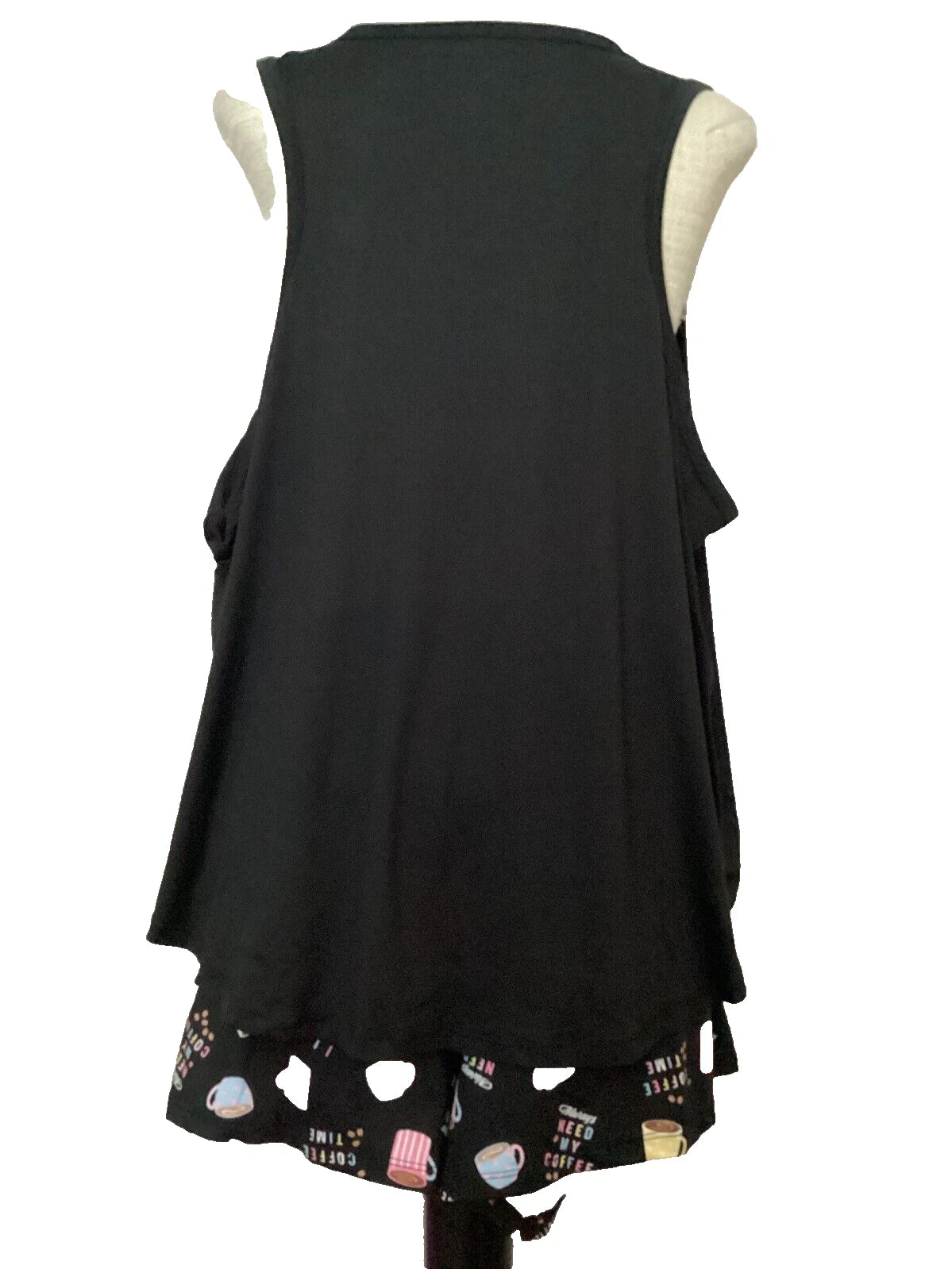 JOYSPUN  SLEEPWEAR SHORTY SET Black Coffee Tank & Shorts Sz 3X *