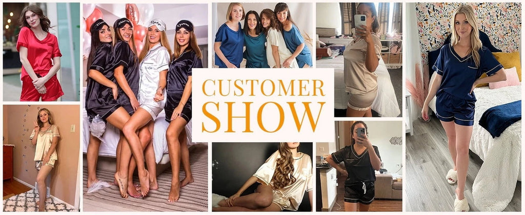 Pajamas for Women Summer Short Sleeve Tops and Shorts Soft Satin Silk Pj Set Sle