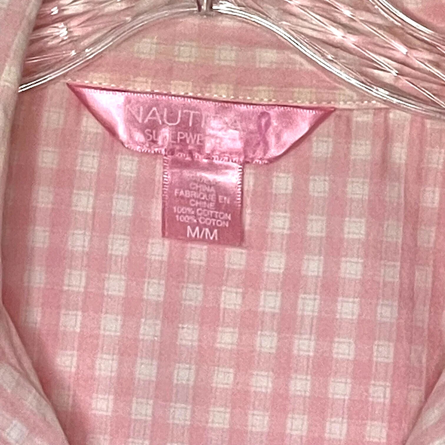 NAUTICA Sleepwear women's Medium pajama set pink gingham breast cancer awareness