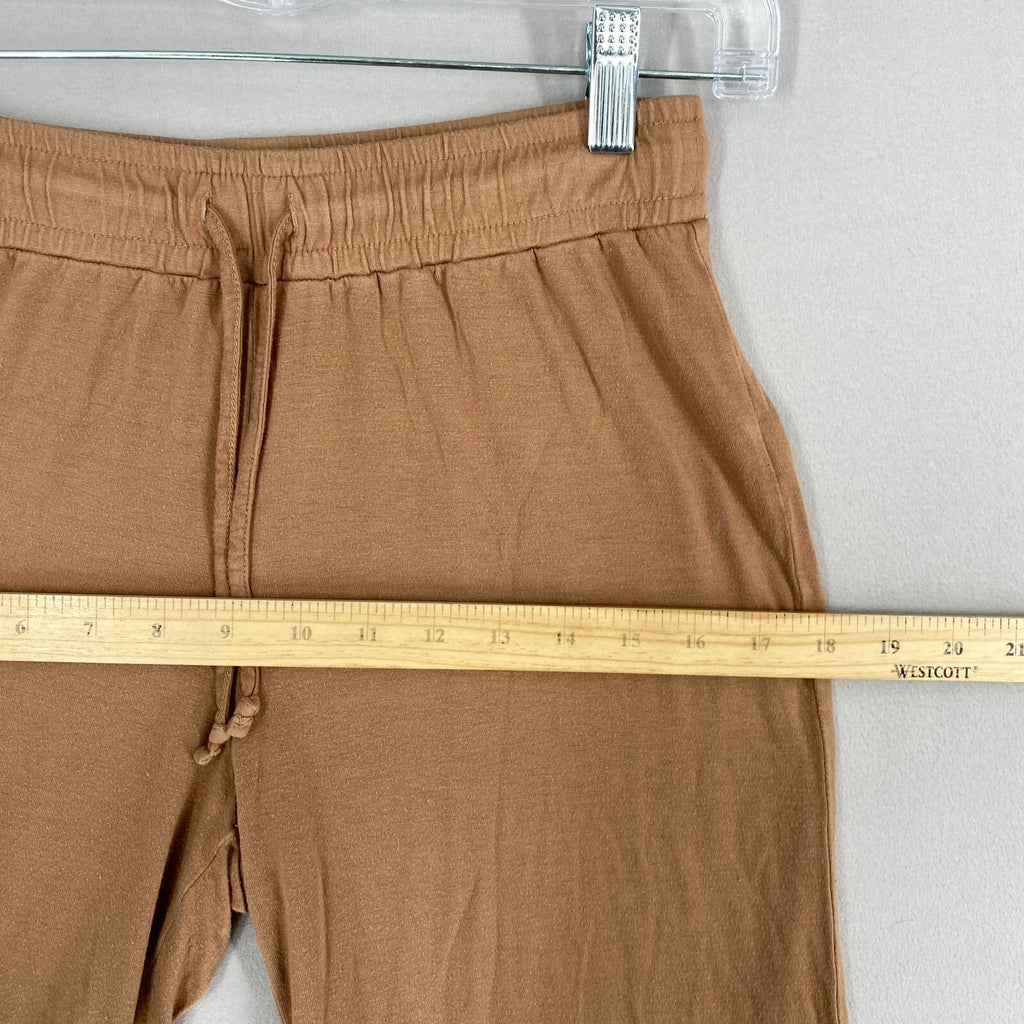 Nuuds Pajama Set Top & Pants Womens Size XS Brown Crewneck Pull On Bottoms