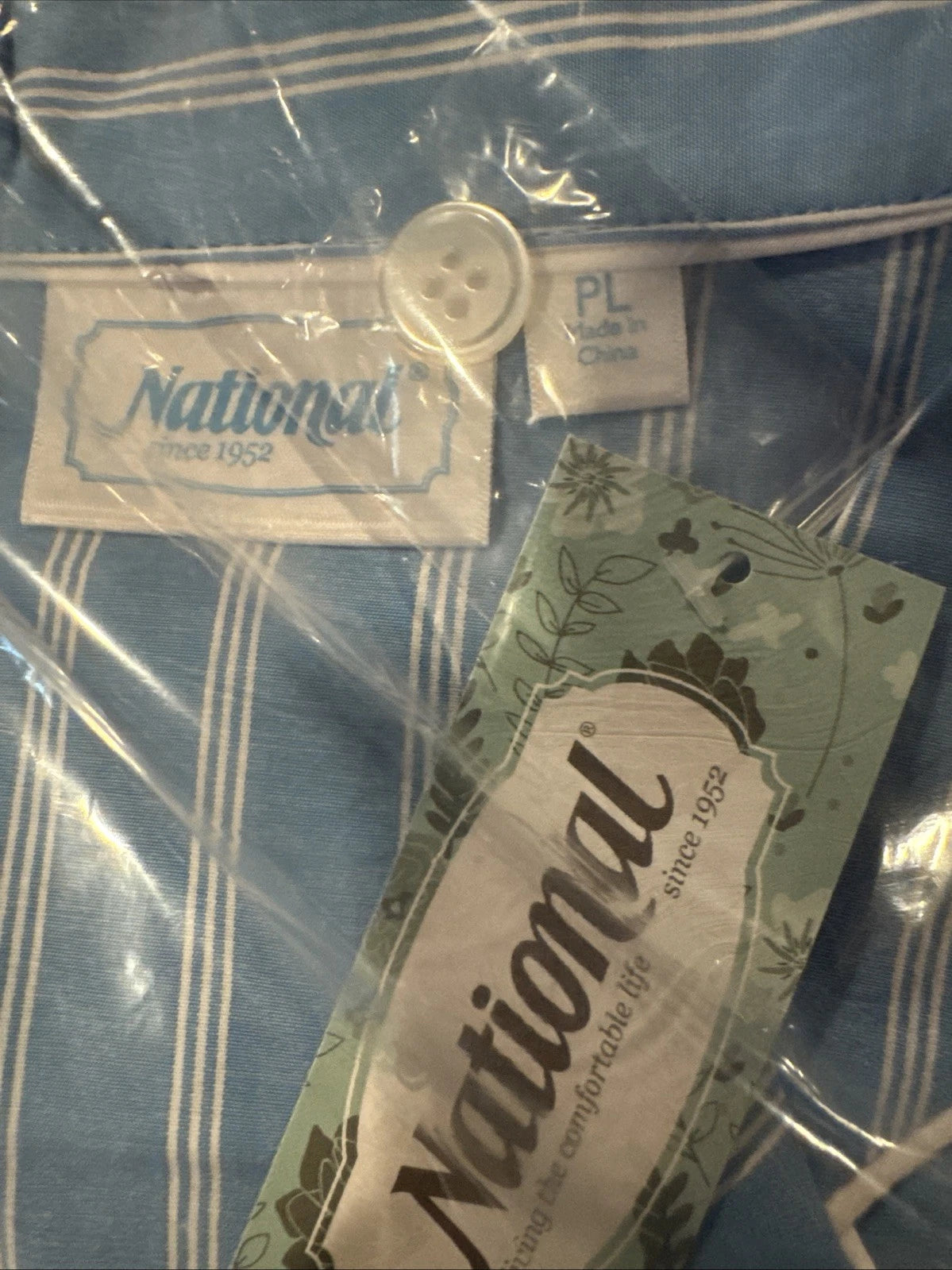 Petite Large PL Blue Stripe Cotton 2 Piece Pajama Set NWT Men’s Style