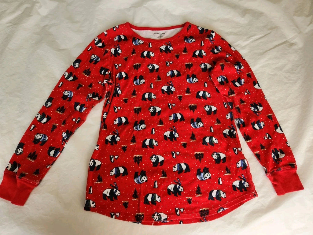 Red Panda Bear 100% Cotton 2pc PJ Winter Cozy Women's Medium Long Sleeve Stretch