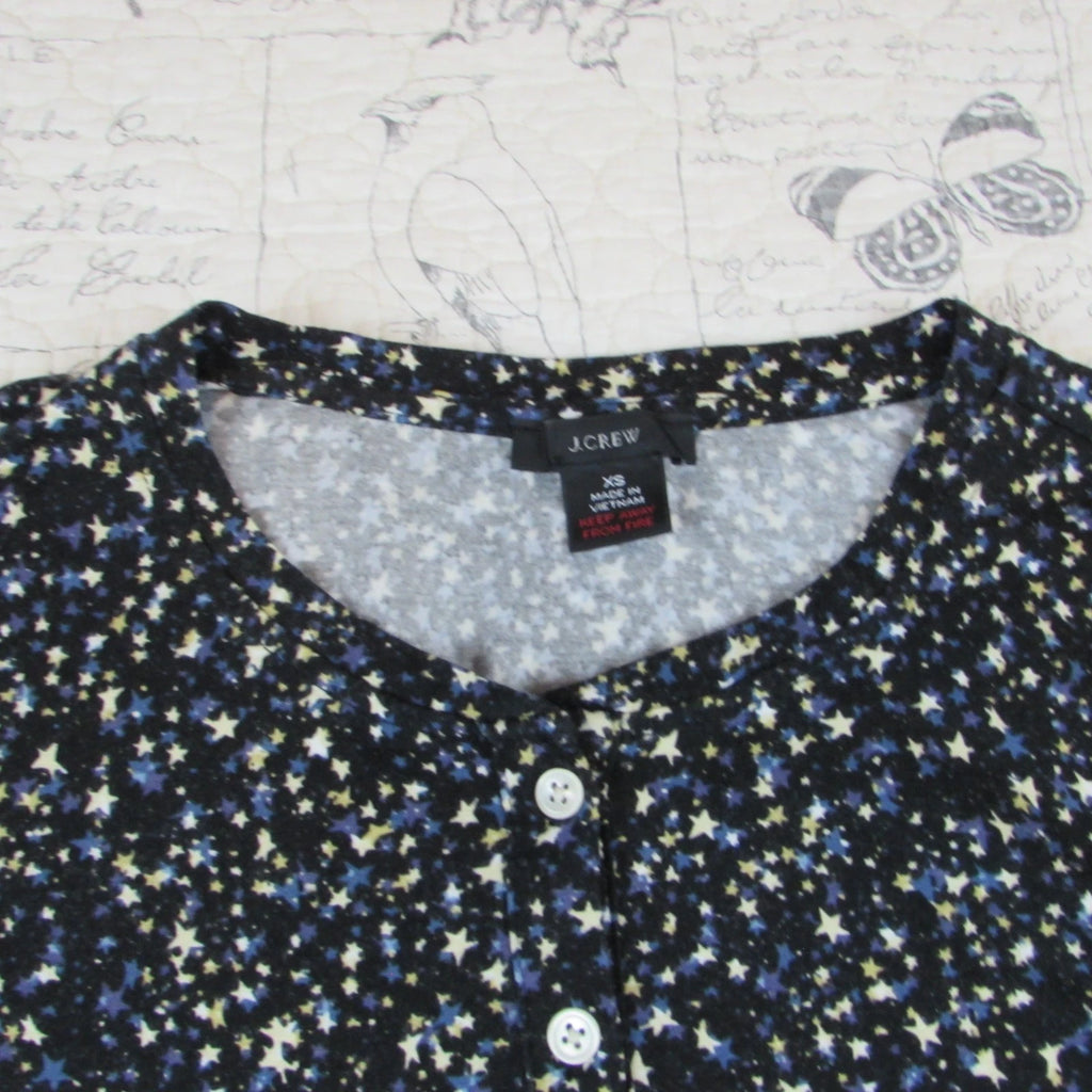 NEW $110 J Crew Eco Dreamiest Henley Pajama Set in Starry Sky Print womens  XS