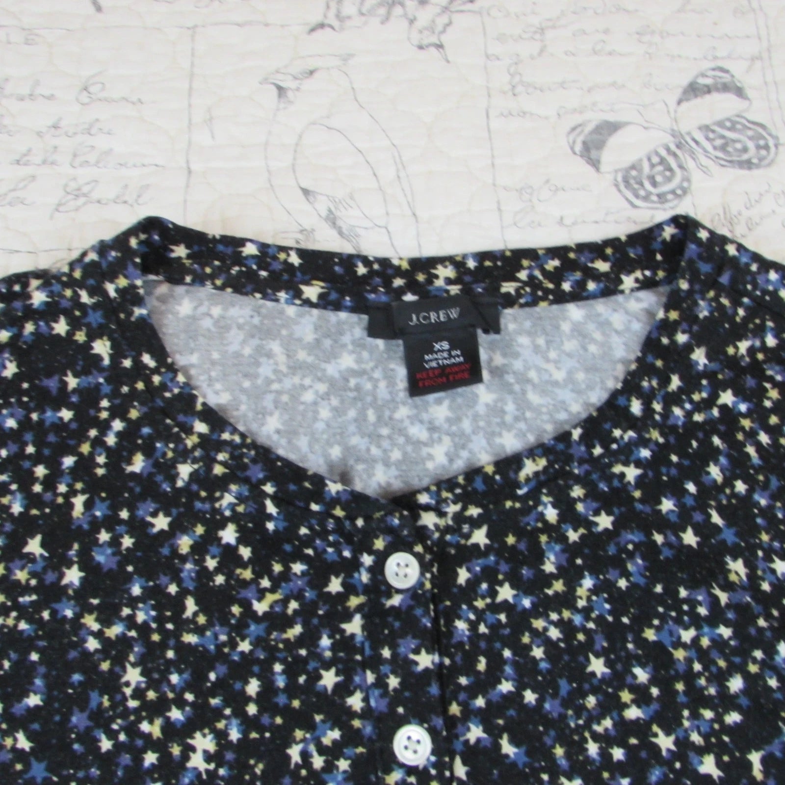 NEW $110 J Crew Eco Dreamiest Henley Pajama Set in Starry Sky Print womens  XS