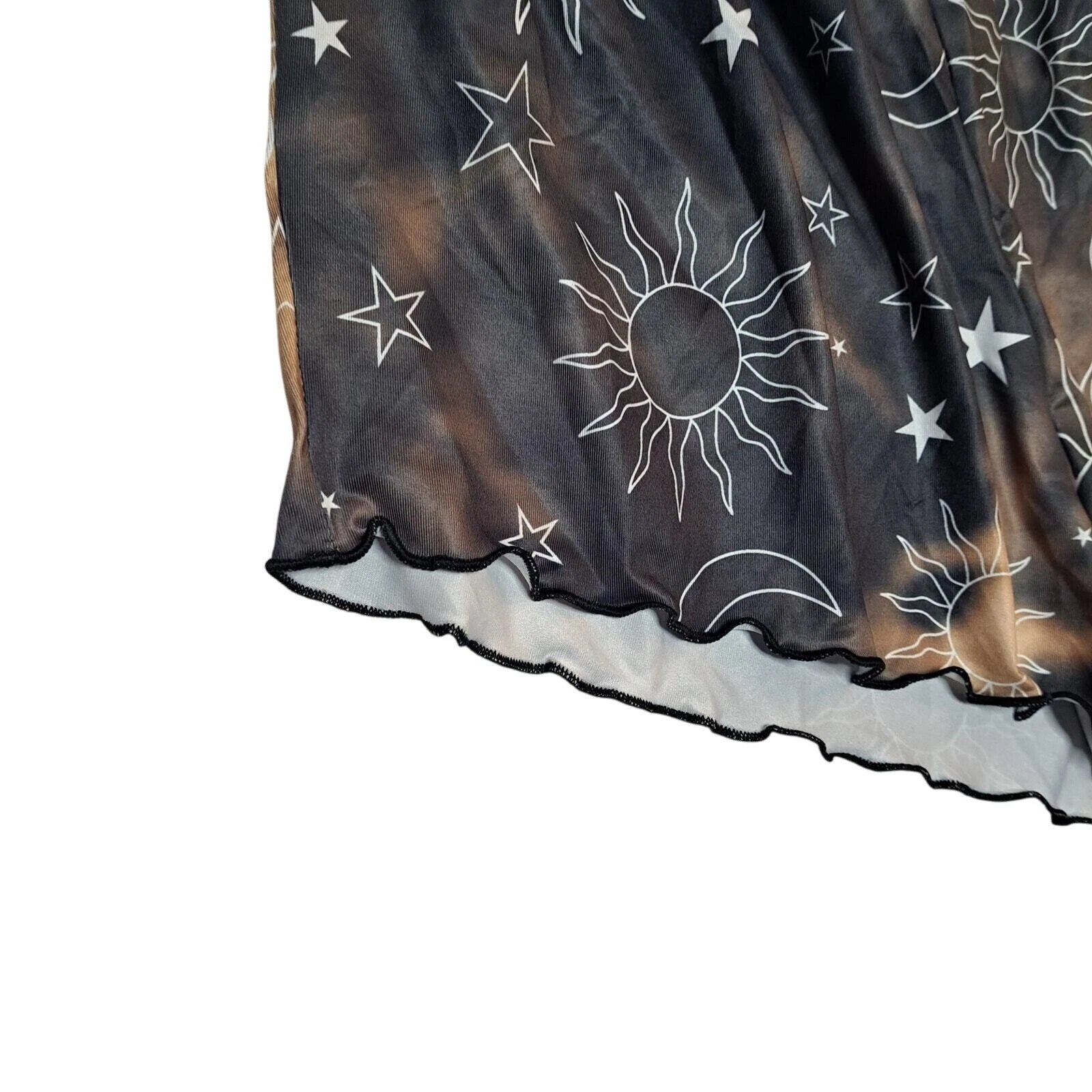 Sun Moon Tie Dye Pajama Set Women M Cami Top Shorts Celestial Lettuce Trim NWOT