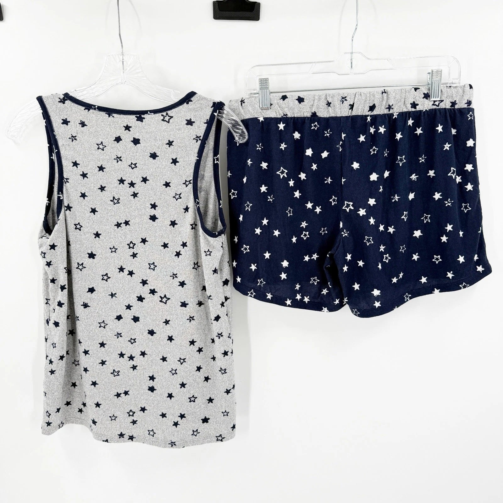 Lucky Brand Blue Gray Star Print Tank Shorts Sleepwear Set Women's Size Medium