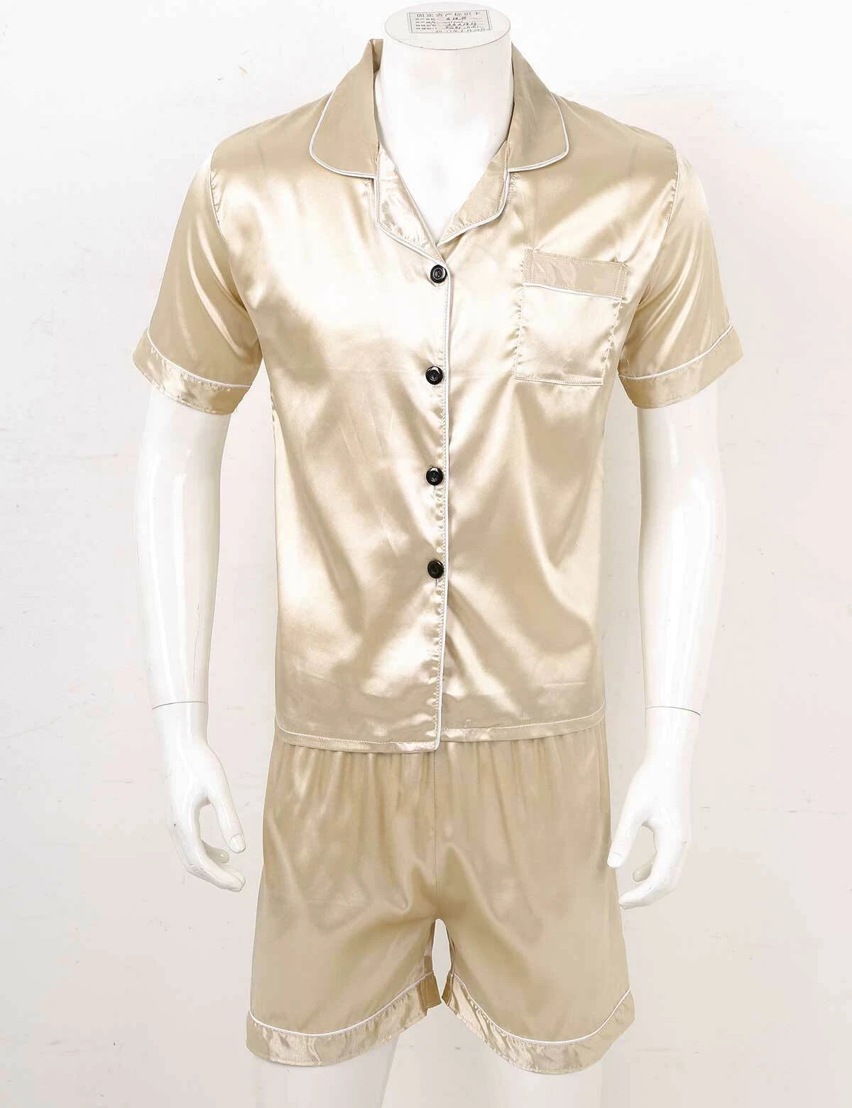 Mens Satin Nightwear Two Piece Pyjamas Pajamas Set Loungewear L-3XL-
