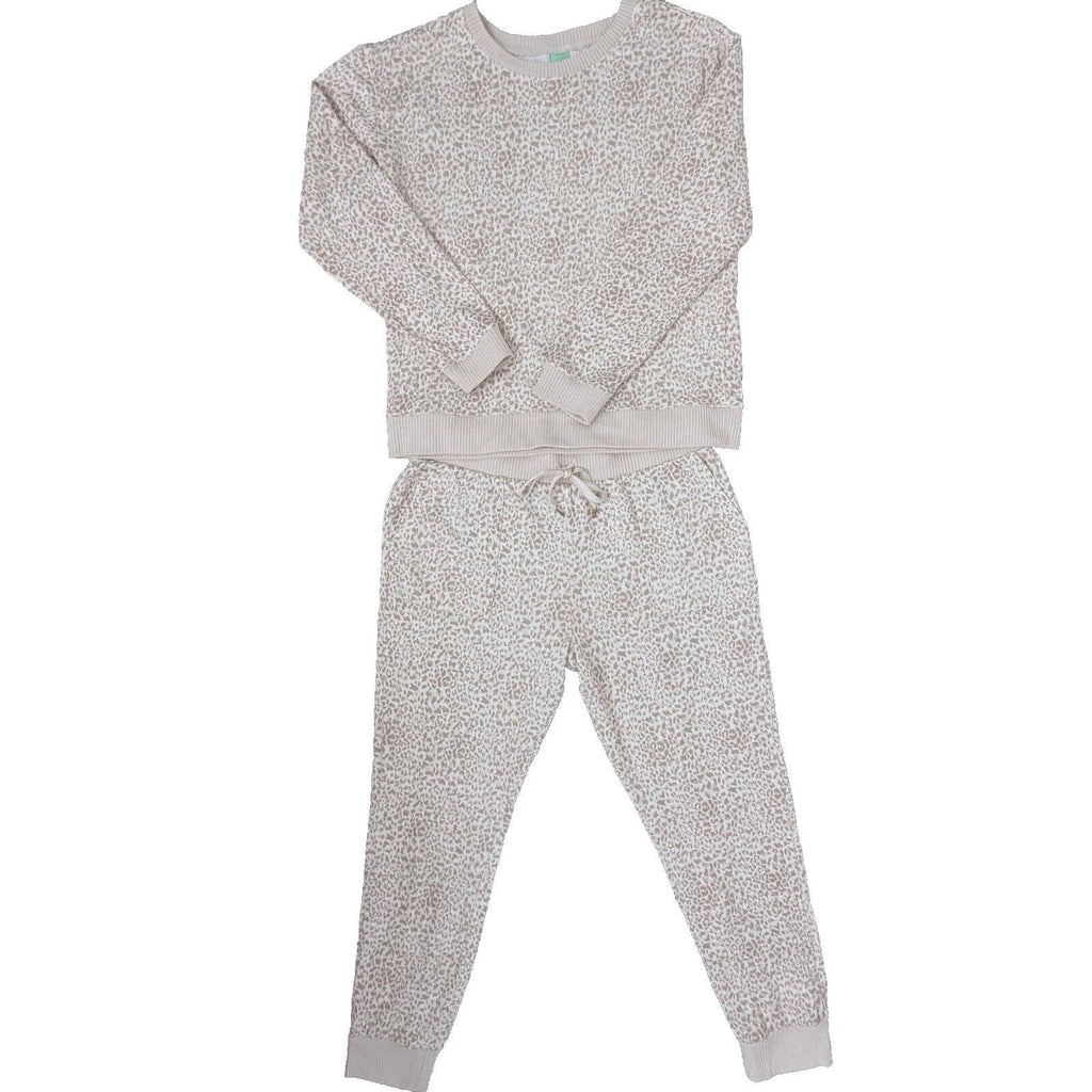Honeydew 2-Piece Long Sleeve Jogger Pajama Set Womens Large Leopard Animal Print