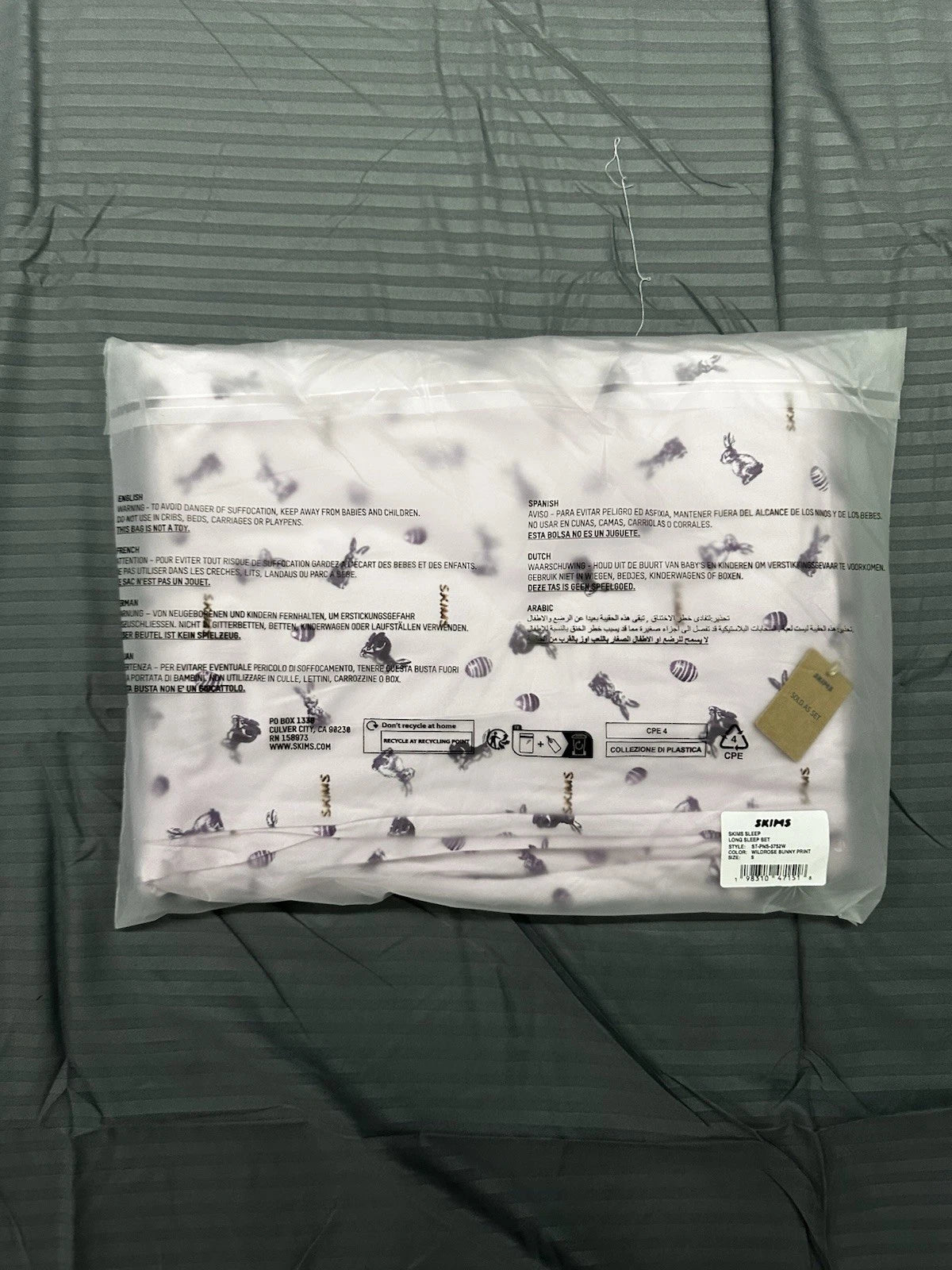 Skims Sleep Long Sleeve Button Up Set ( Wildrose Bunny Print | Small )