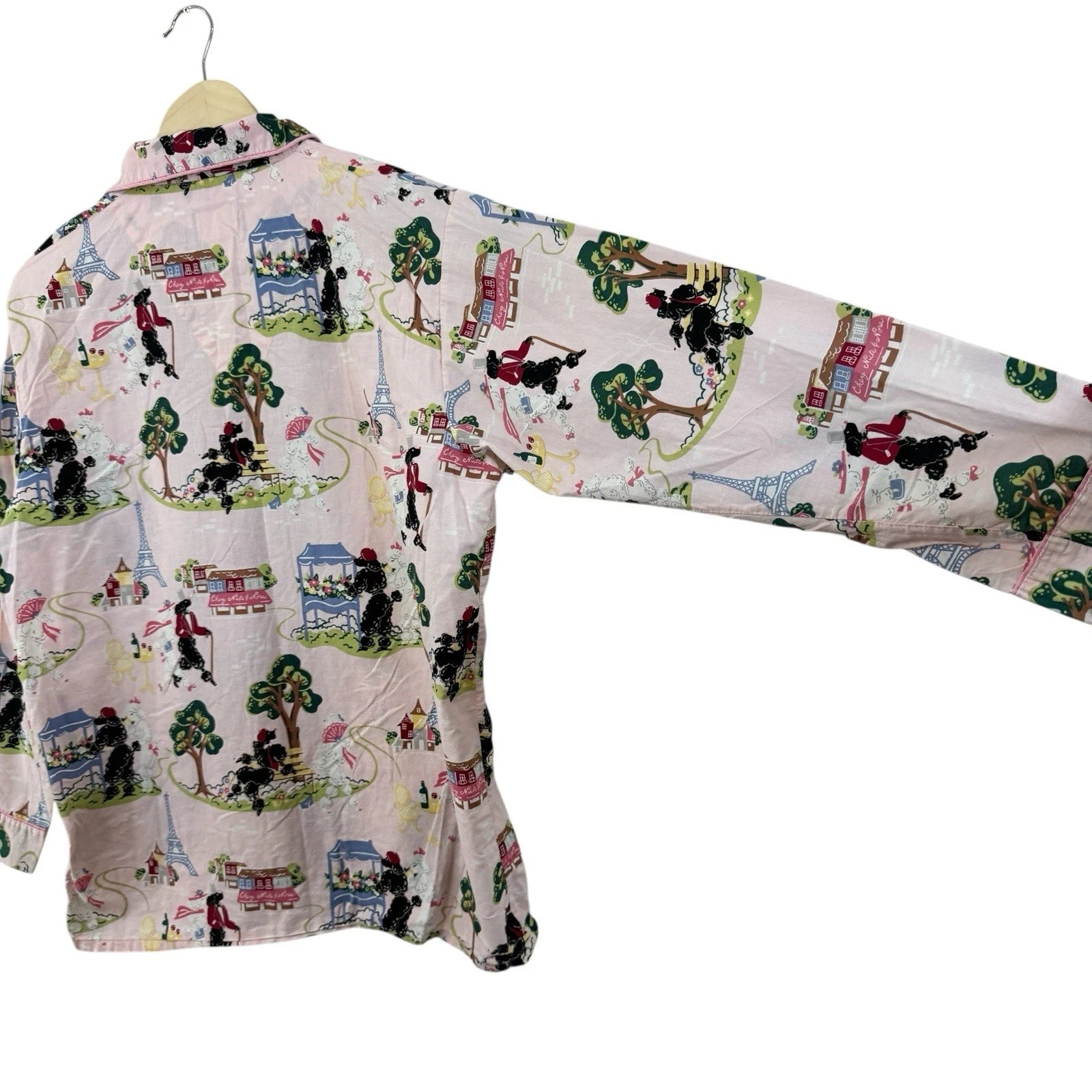 Nick & Nora Medium Pajama Set Poodles In Paris Cotton Top Pants Womens READ