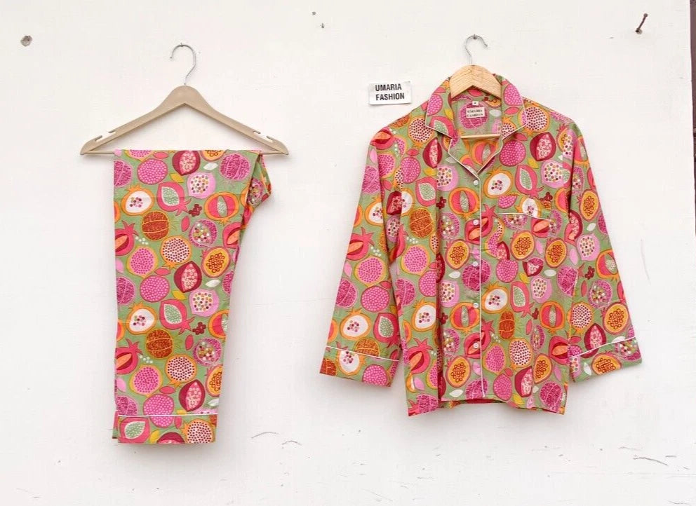 NEW 100% Organic Cotton Long PJ SET Long Sleeve Women Pajama Set  Size S/M/L/XL