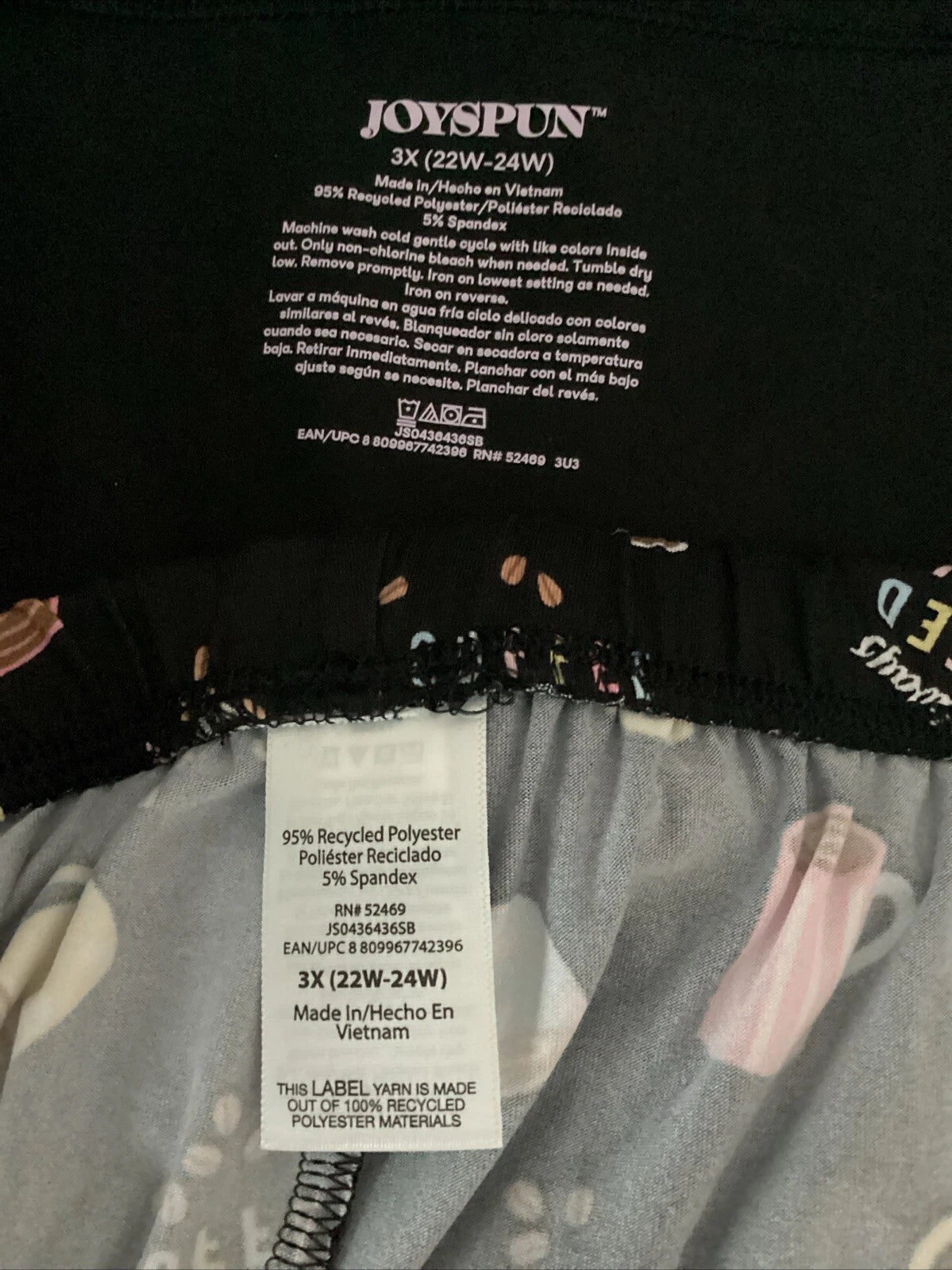 JOYSPUN  SLEEPWEAR SHORTY SET Black Coffee Tank & Shorts Sz 3X *