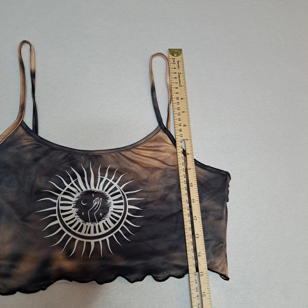 Sun Moon Tie Dye Pajama Set Women M Cami Top Shorts Celestial Lettuce Trim NWOT