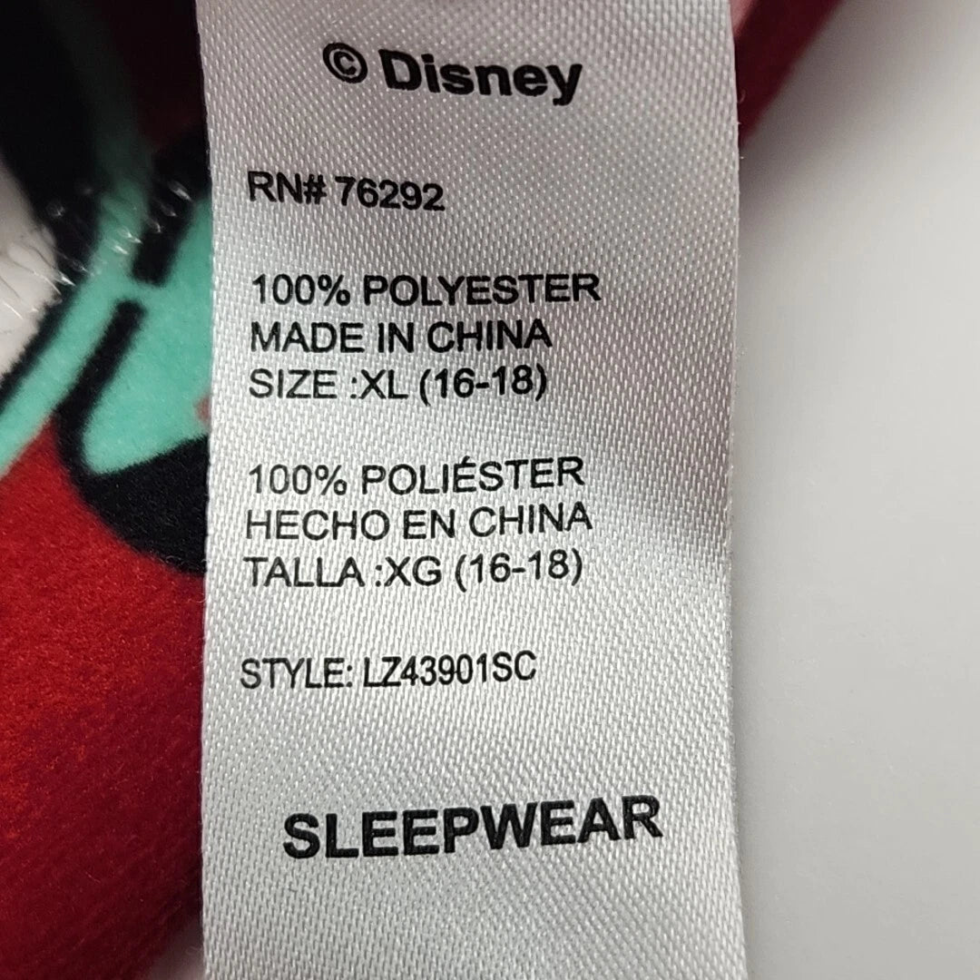 Disney Mickey Mouse Pajama Set Size XL Christmas Holiday Red Shirt Jogger Pant