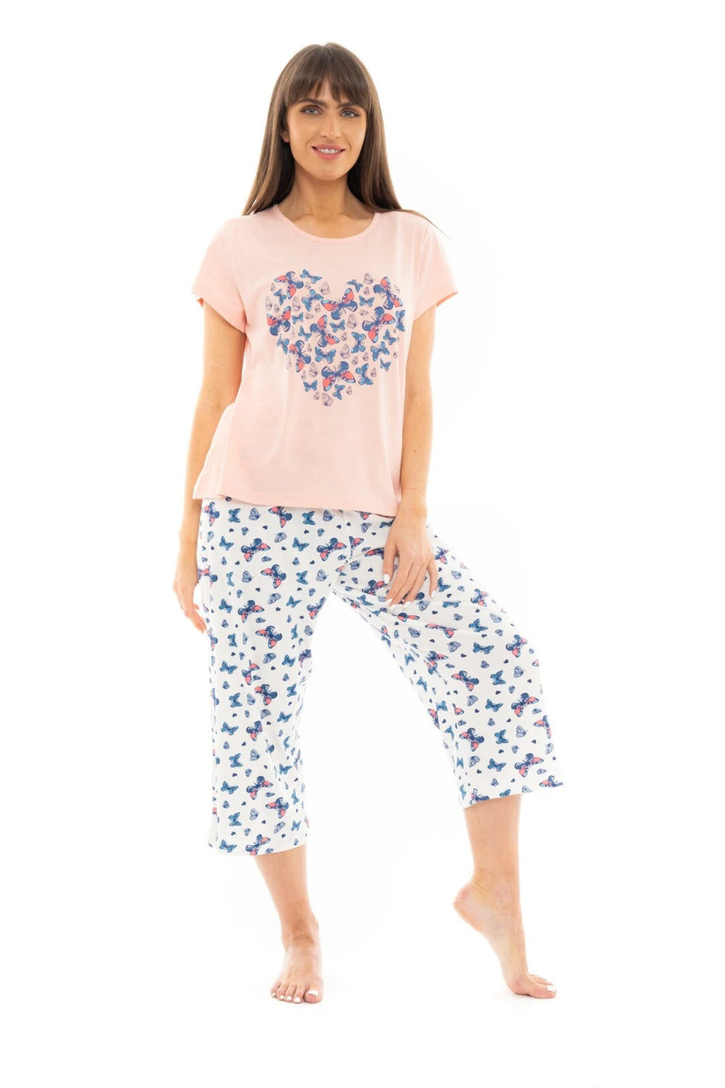 Suzy & Me Ladies 100% Cotton Jersey Crop Leg Pyjama