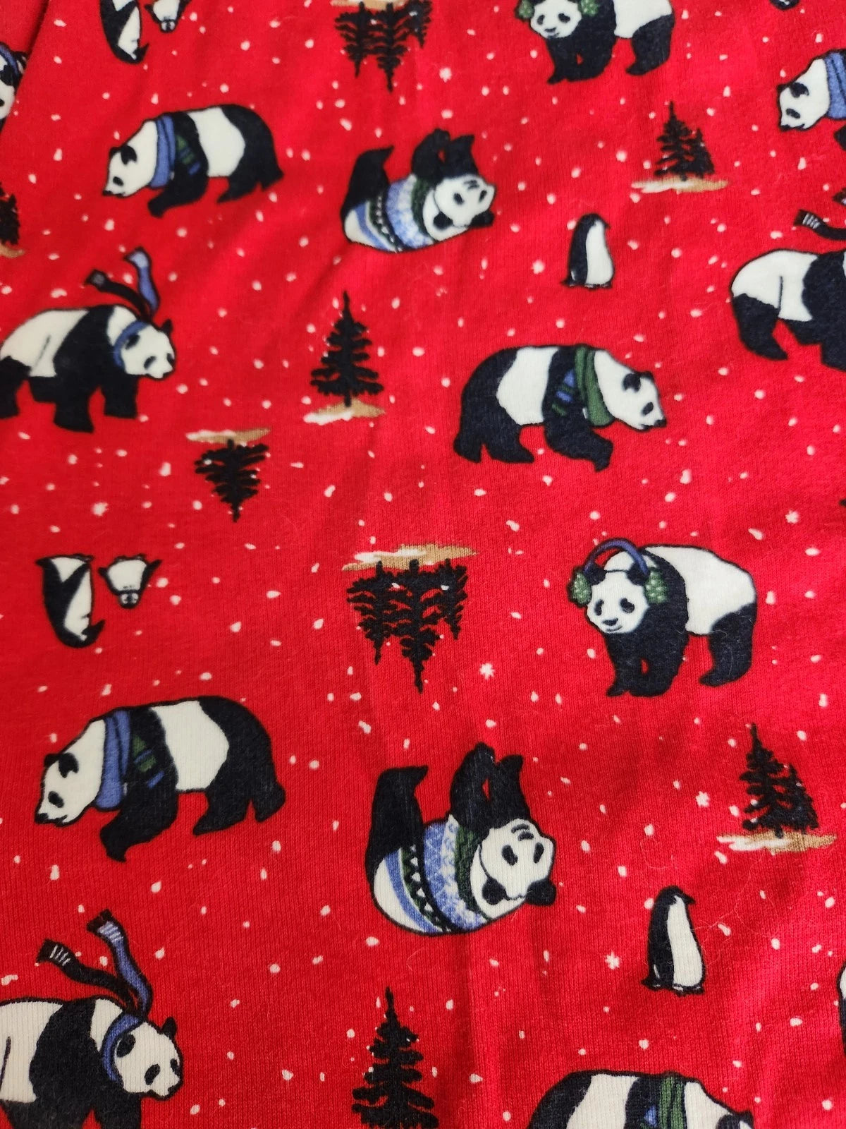 Red Panda Bear 100% Cotton 2pc PJ Winter Cozy Women's Medium Long Sleeve Stretch