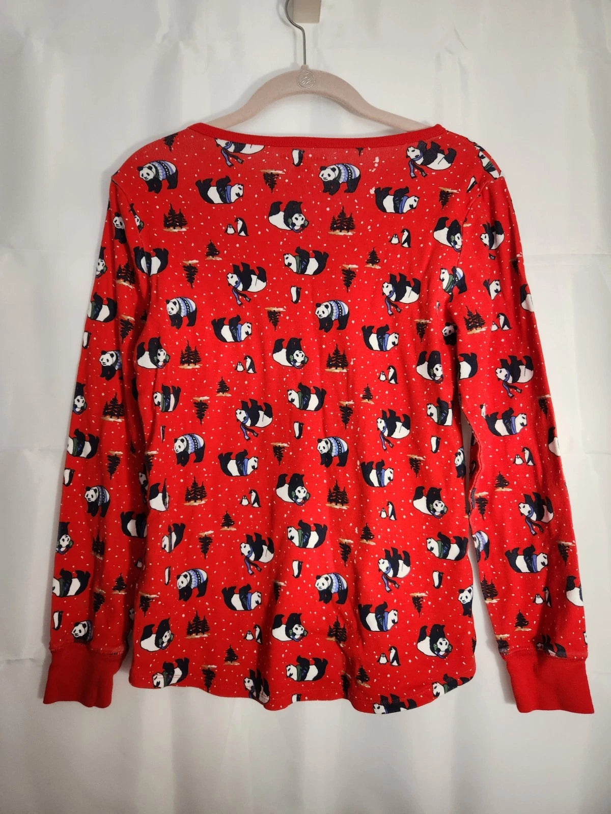 Red Panda Bear 100% Cotton 2pc PJ Winter Cozy Women's Medium Long Sleeve Stretch