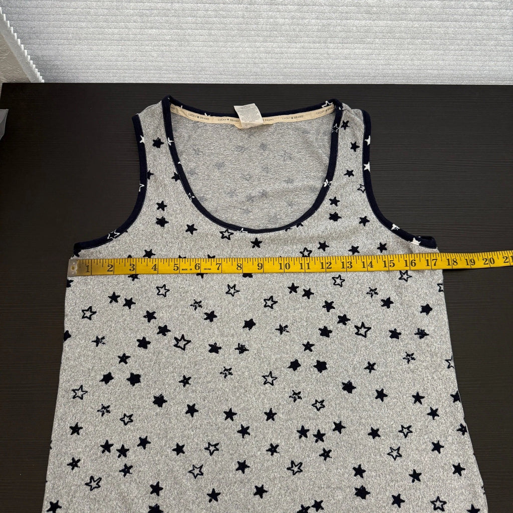 Lucky Brand Blue Gray Star Print Tank Shorts Sleepwear Set Women's Size Medium