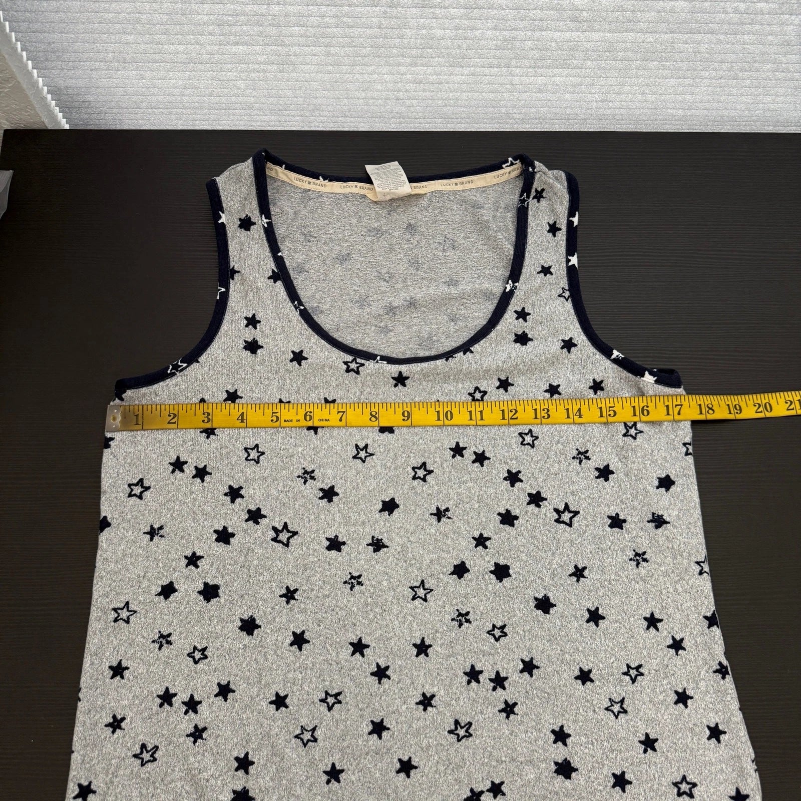 Lucky Brand Blue Gray Star Print Tank Shorts Sleepwear Set Women's Size Medium