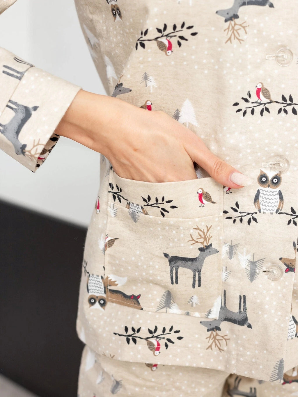 Winter Morning Women's Long Sleeve Cotton Flannel Pajamas Size 50 (L)