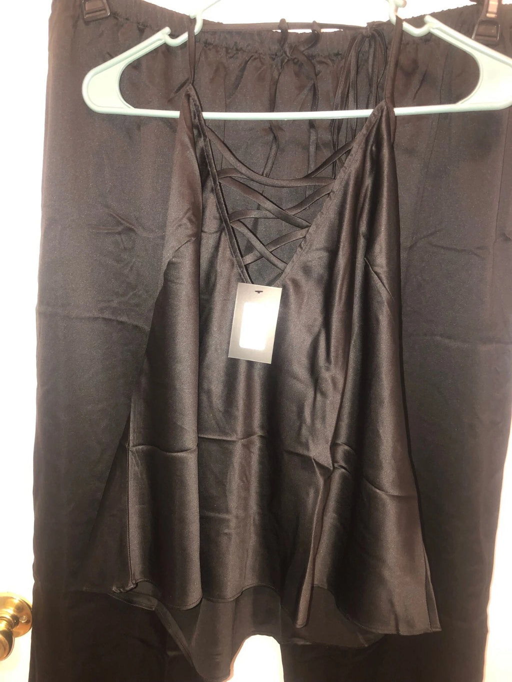 NWT Frederick's of Hollywood Plus SZ 3X Summer Lattice Lacing 2 Piece Pajama Set