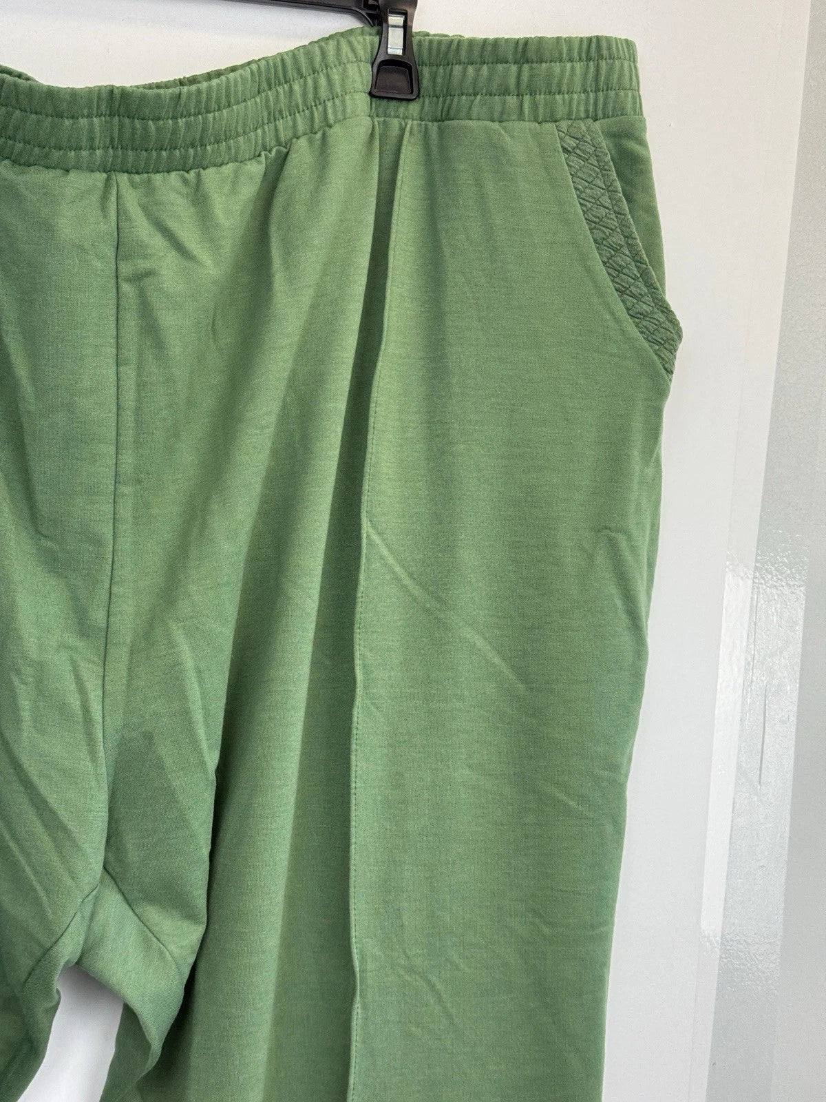 MUK LUKS Regular 2-Pc Lounge Set Women’s 5X Green Waffle Knit Top Wide Leg Pants