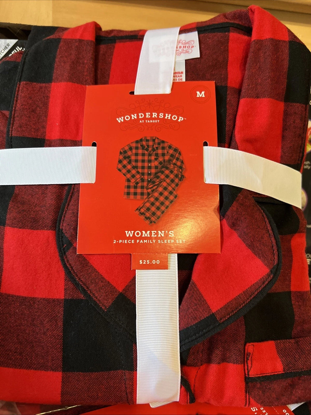 Women's Holiday Buffalo Check Plaid Flannel Matching Family Pajama Set Sz M A097