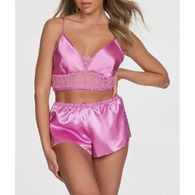 Frederick's of Hollywood Delphine Sexy 2 Piece Satin & Lace Pajamas Plus SZ 1X