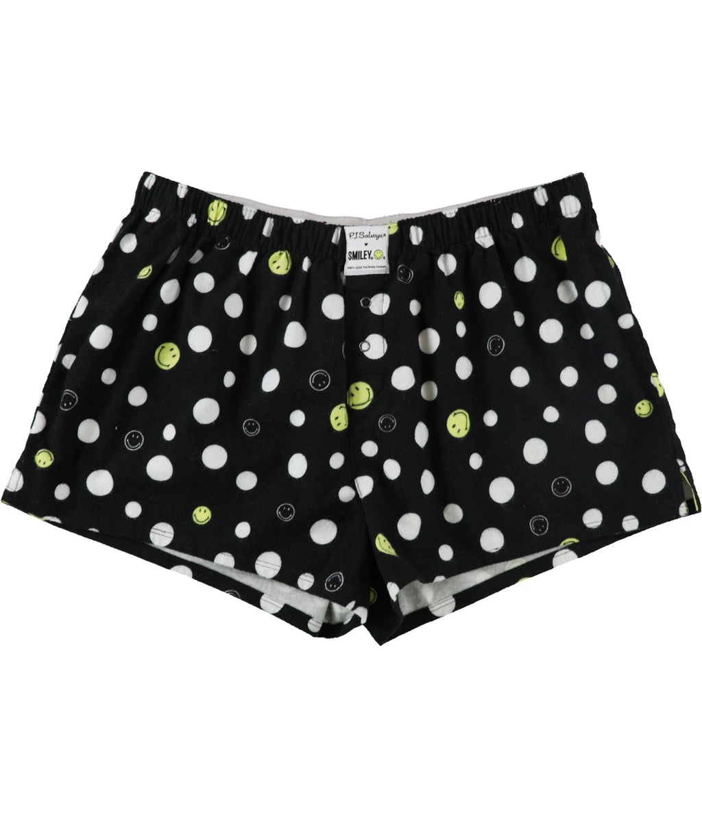 P.J. Salvage Womens Smiley Pajama Shorts, Black, Small