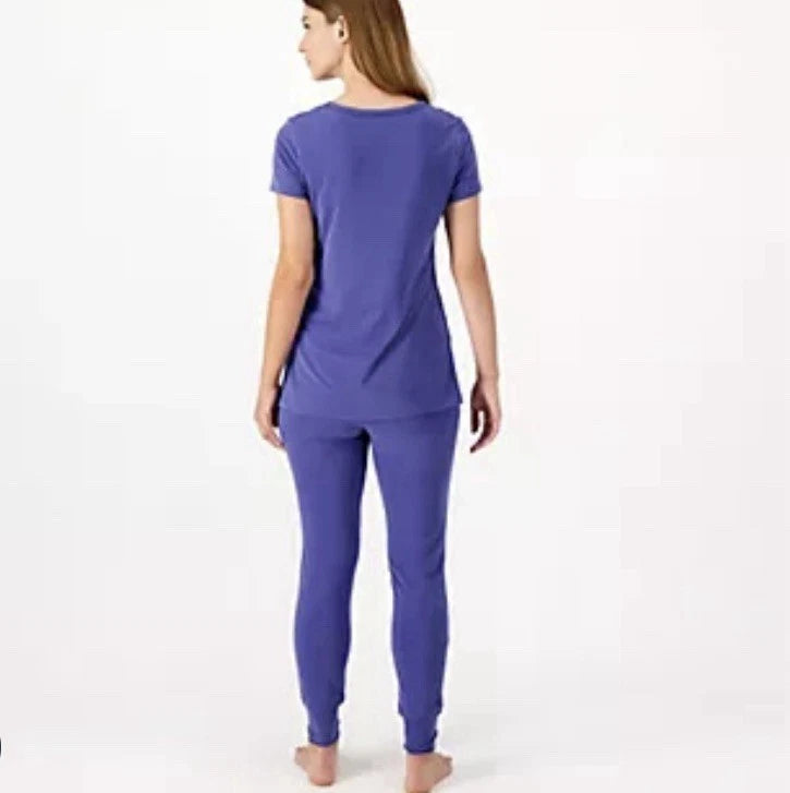 Lusome Everyday V-neck Top and Joggers Pajama Set Pink  - Medium
